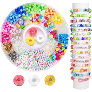 594 count DIY Bracelet Making Kit with Colorful Letter Flower Heart Beads - Friendship Bracelet Kit for Women  Pony Beads for  Making Christmas Bead Bracelets Making Craft