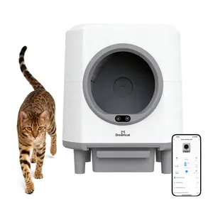 DreamCat Automatic Cat Litter Box, Enclosed & Odor-Proof, Remote Timing, Safety Protection, Ultra Light, Multi-Cat Home Robot, Clean Pet Supply
