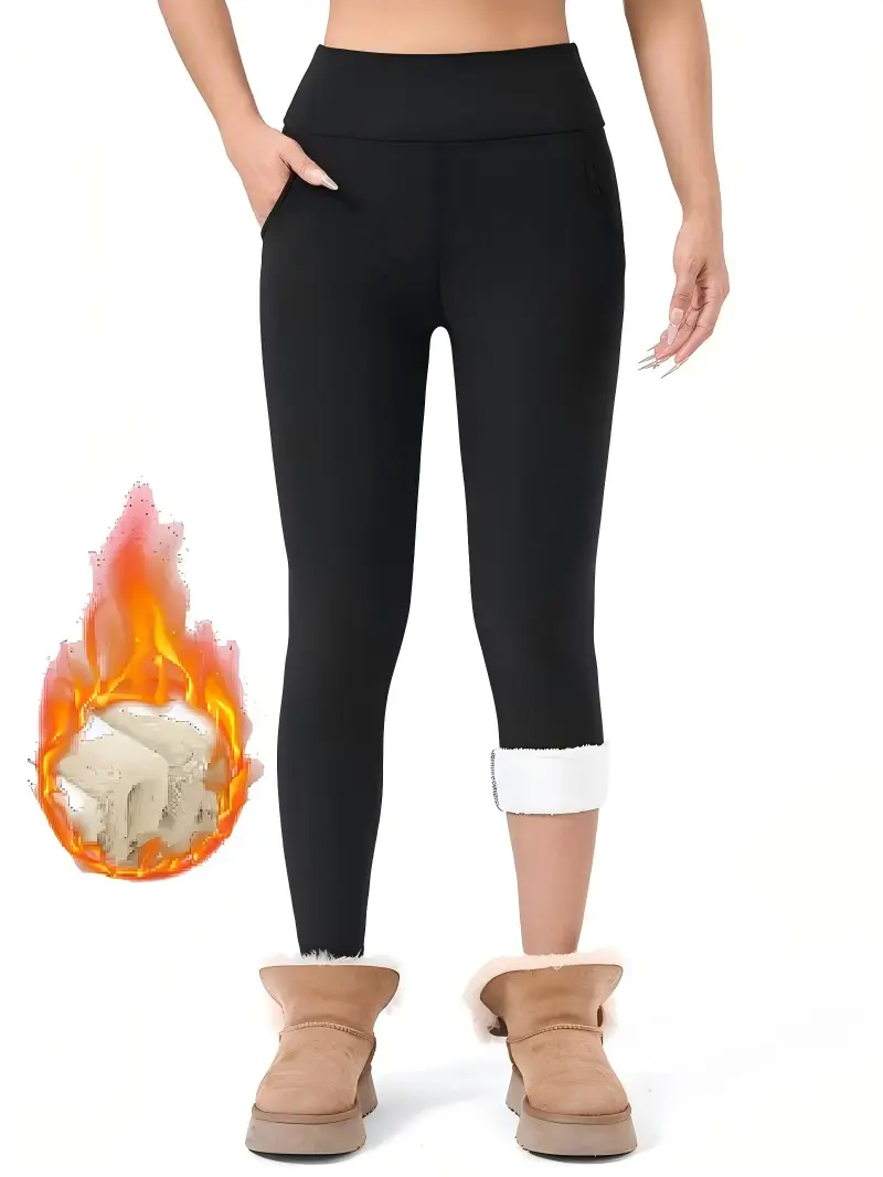 Women's Soft Fabric Fleece Lined Thermal Leggings, High-Waist Fitted Full Length Shaping Pants for Winter Outdoor Sports, Female, Ribbed Women's Sports Joggers, Slimming High‑Rise tiktokshopbacktoschool