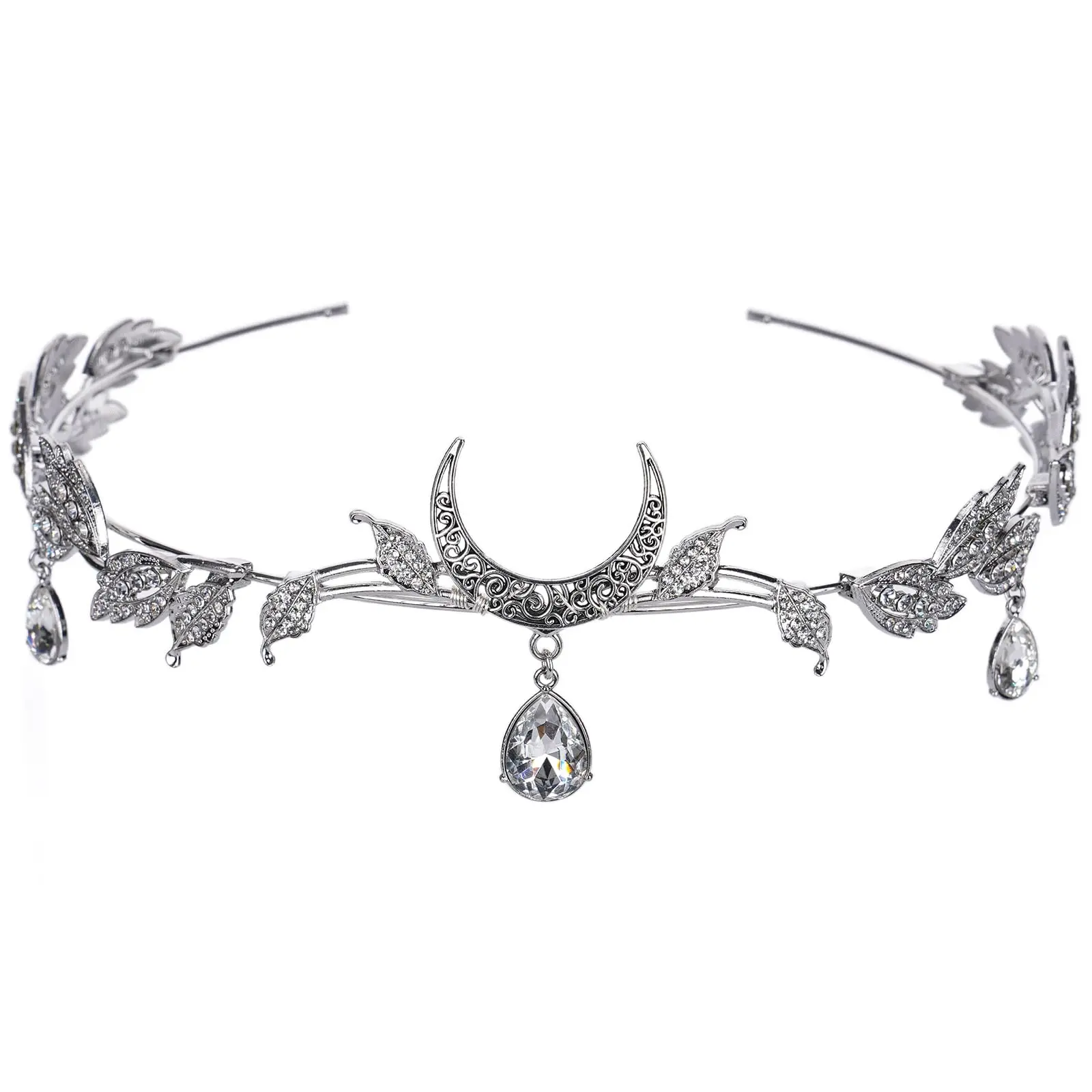 Fairy Crown Leaf Headband - Moon Headpiece For Women Renaissance Wedding