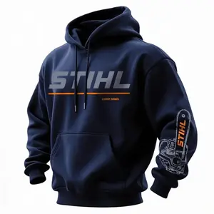 Retro Heavy Duty Style Stihl Hoodie, Shirts for Men, "Built For The Job" Chainsaw Collection, Repairman's Workwear, Logo On Arm, Perfect Gift for Dad, Outdoors Menswear Pullover Top