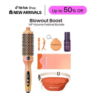 Wavytalk Blowout Boost VIP Volume Festival Bundle, Thermal Brush 1.5 inch for Blowout Look, Tourmaline Ceramic Negative Ion Technology, 5 Temperature Settings Dual Voltage