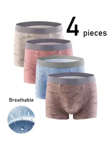 Men's 4 Pack Boxer Briefs - Breathable & Stretchable for Casual Wear & Gym Workouts | Comfortable, Minimalist & Stylish