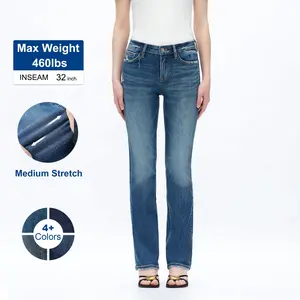 Tummy Control BBL Size Inclusive Medium Stretch Jeans Slimming Straight Leg Denim for Women, Comfortable Curvy Fit, Up to size 24W BBL Effect!