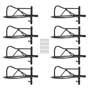 VEVOR Wall Mount Saddle Rack, 27.3 x 16.3 x 12.5 in, 8 Packs Horse Saddle Rack with Pad Bar, Portable Saddle Stand for English & Western Saddle, Horse Tack Storage for Equestrian Garden, Black