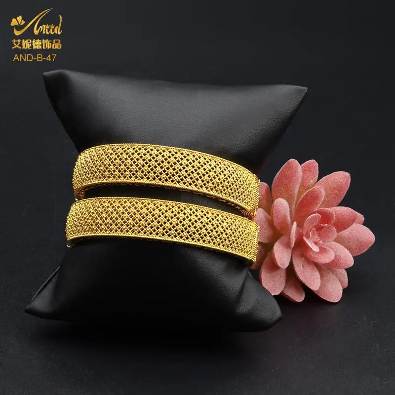 Dubai Gold Color Bangles For Women Indian Jewelry Bangle Wedding Egyptian African Jewelries Wholesale Designer Bracelets