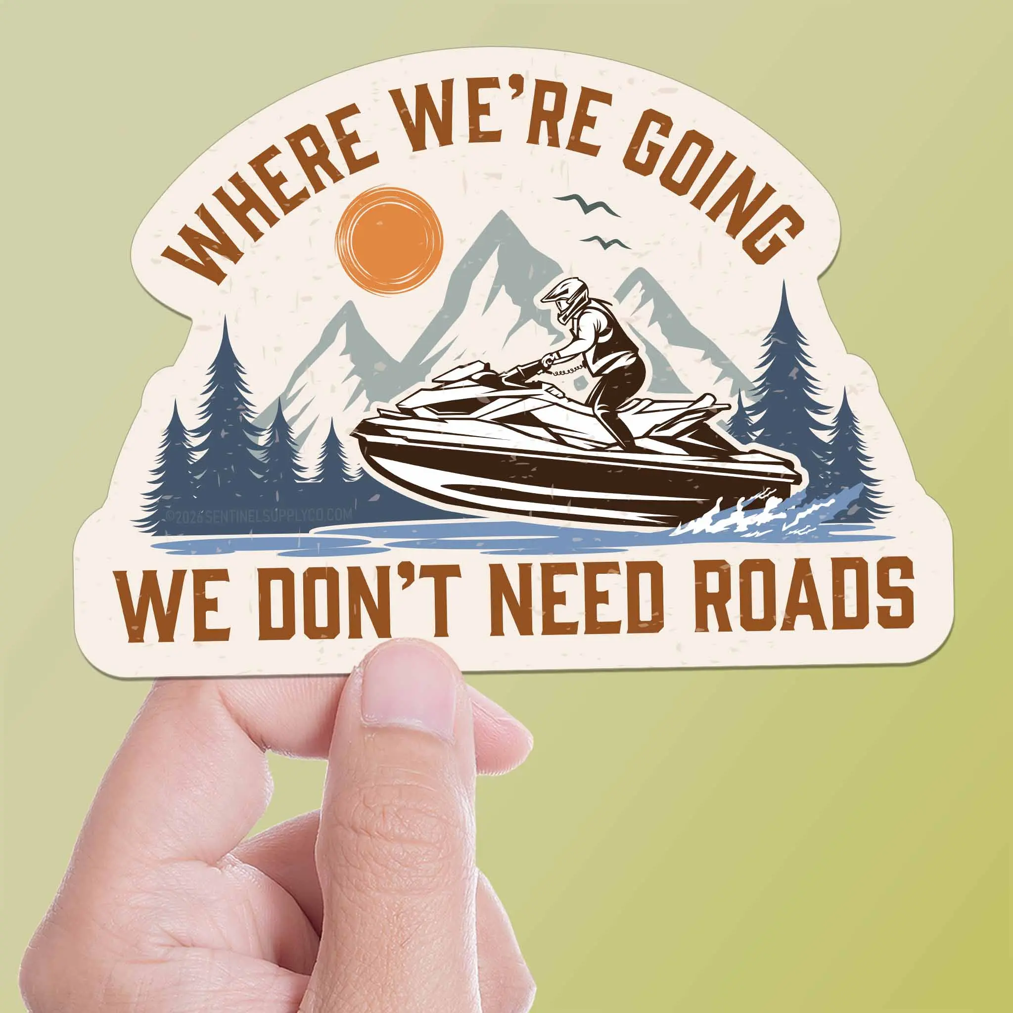 Where We're Going We Don't Need Roads Jet Ski Sticker