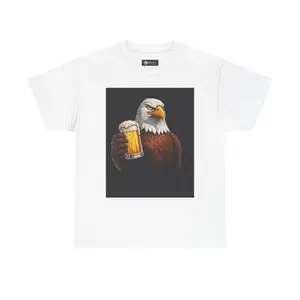 Eagle with Beer T‑Shirt — "It’s Happy Hour Somewhere" Patriotic Graphic Tee