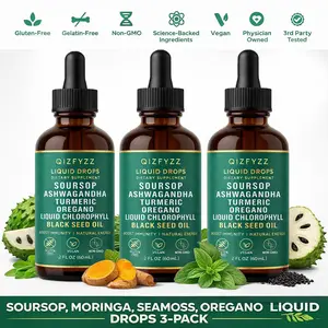 QIZFYZZ Soursop + Moringa + Sea Moss + Oregano Herbal Liquid Essence Immune Enhancement 3 Bottles