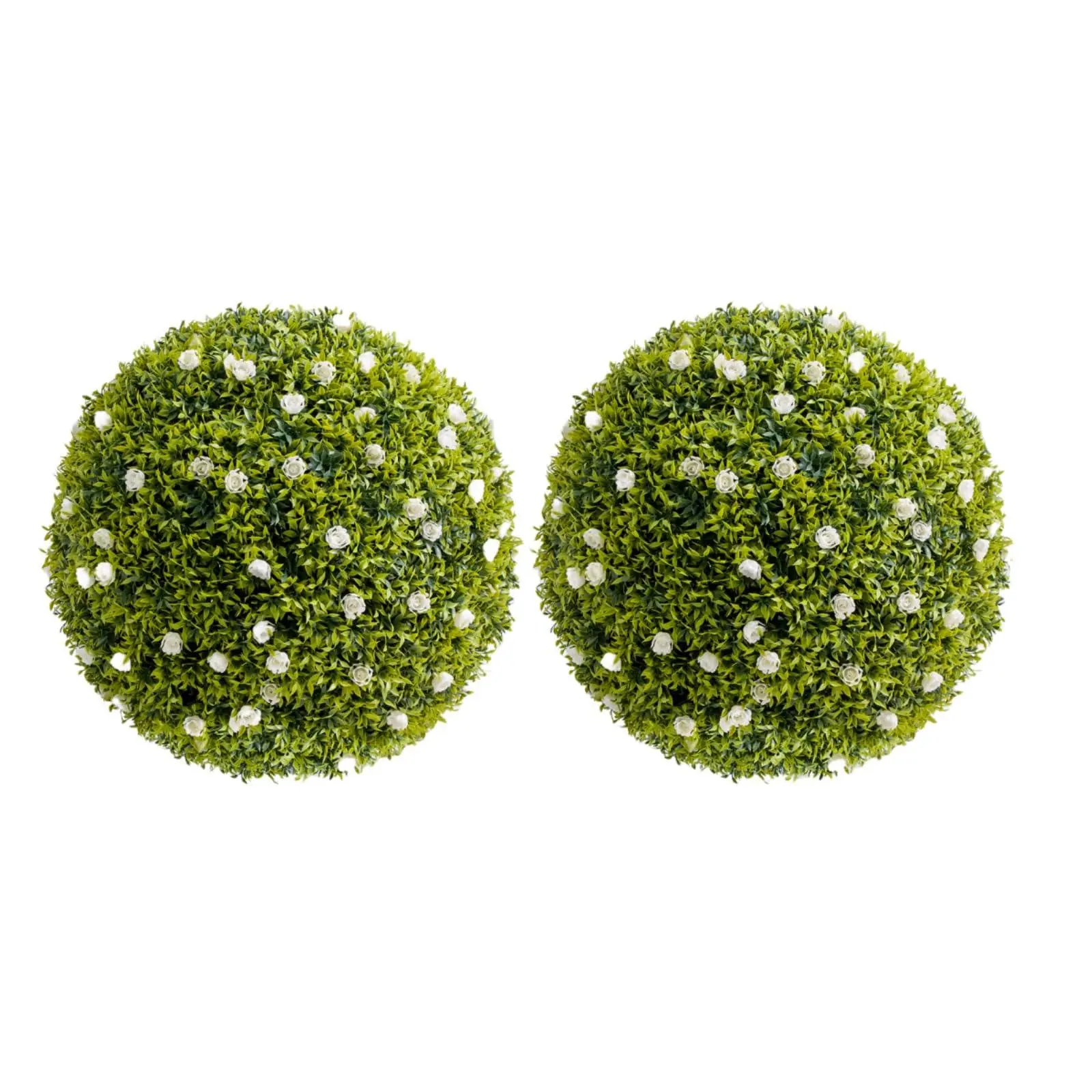 2 Pack 21.7" Artificial Plant Topiary Ball, Lifelike Artificial Plant Ball in Pot, Large Hanging Topiary Balls with Pink Flowers, Fake Greenery Plants for Home, Garden,White