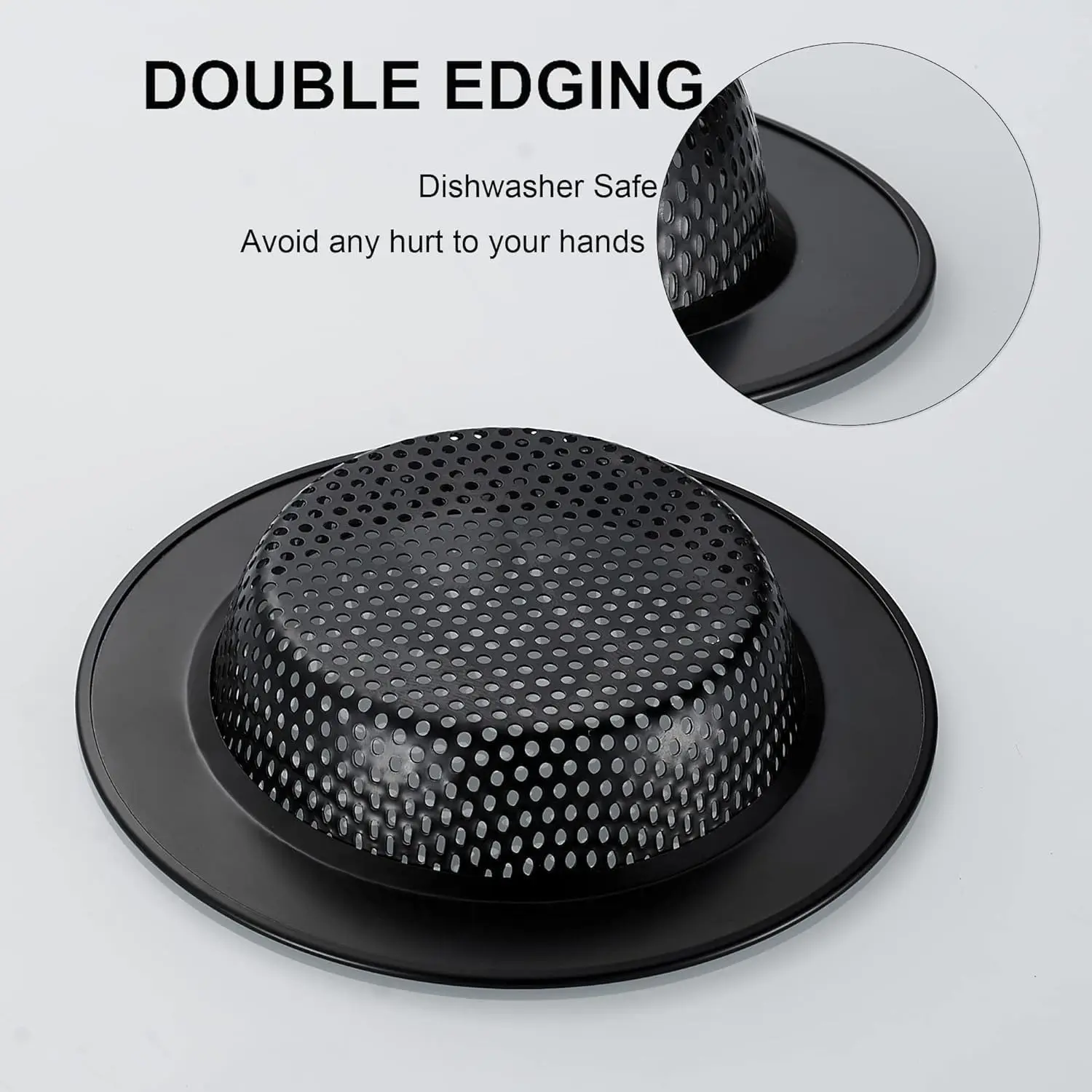 2-Pack Black Stainless Steel Kitchen Sink Drain Strainer, 4.5 in Wide Rim Rust-Free Food Catcher, Standard Fit Sink Drain Cover for Home & Bathroom Supplies