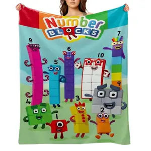 Number-Blocks-Flannel Throw Blanket for Girls Boys- Ultra Soft, Anti-Shrink & Wrinkle-Resistant ,Quick-Dry, Machine Washable Cozy Throw ,Perfect Gift for Kids Adults A-70