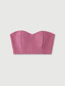 Elagia Bordeuax Tweed Sweetheart Crop Top