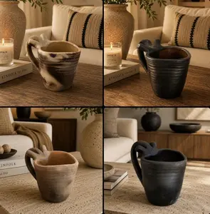 Heart Shaped Clay Mug Smoked Pottery From Oaxaca Handmade Rustic Coffee Cup Artisan Drinkware Handmade By Mexican Artisans