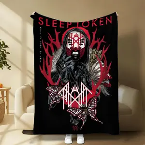 Sleepp Tokken Gothic Graphic Blanket, Alternative Metal Band Home Decor, Cozy Fleece Throw, Rock Music Fan Gift Idea |