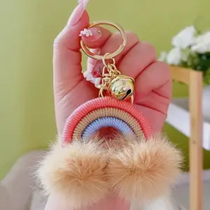 Rainbow Fuzzy Keychain
