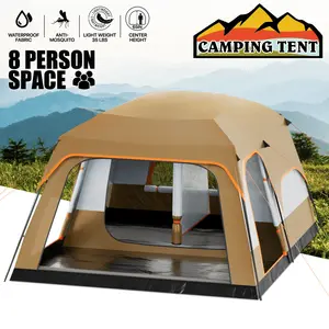 5-8 Person Tent for Camping Extra Large Portable Cabin Huge Tent, Waterproof Windproof 1 Living Room and 2 Bedroom 181''Length Tent with Carry Bag for Outdoor Picnic Family Gathering