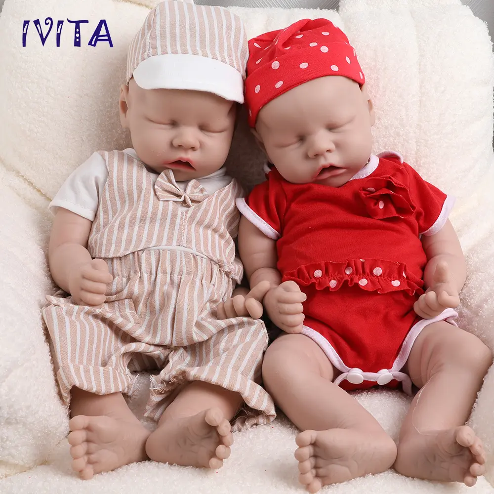 IVITA 18'' Eyes Closed Silicone Reborn Baby Full Body Realistic Silicone Newborn Doll Adorable Sleeping Silicone Baby Infant Doll