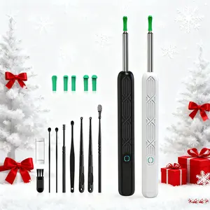 Ear Wax Remover with Camera and Lighting Ear Cleaner with 8pcs Ear Wax Removal Kit, Ear Cleaner Ear Wax Removal Tool, Camera Ear Cleaning Kit with 5 Scoops for All Cell Phones