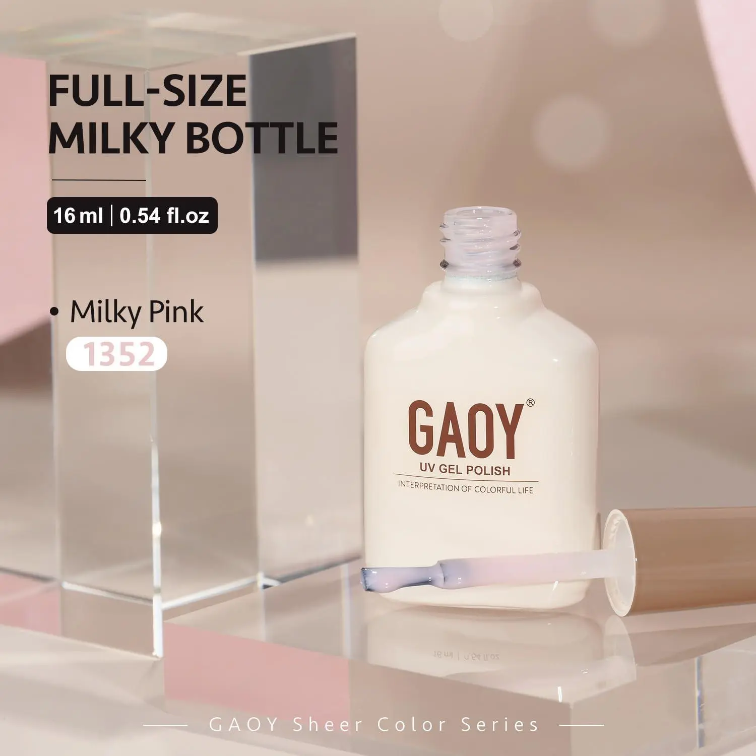 GAOY Sheer Nude Jelly Gel Polish Transparent Natural Pink Shade #1301,  Cured Long Wear Nail Gel