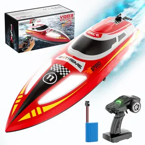 30km/h High-Speed Remote Control Speedboat, Self Righting, 2 Batteries, One-Key Flip Reset 2.4G Remote Control RC Racing Boat Toy with Lights, Pool &Lake Toys, Electric Fun Gifts For Boys