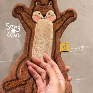 Song Guru Original IP Cute Squirrel Coral Fleece Hand Towel Soft Absorbent for Kitchen Bathroom & Restroom