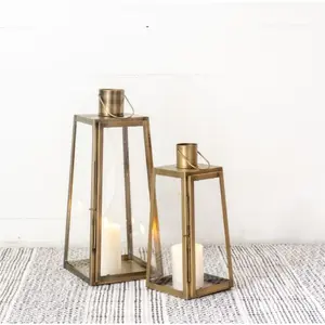 S/2 ANT. BRASS LANTERNS