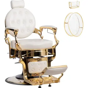 OmySaver, All Purposlon Vintage Barber Chair with Coe Hydraulic Recline Salon Chair, Aluminum Alloy Frame Heavy Duty 700 lbs, Professional Barbershop Beauty Spa Shampoo Styling Equipment