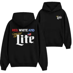 Red White And Lite Patriotic Beer Hoodie, Vintage American Flag Drinking Hoodie, Independence Day USA Pullover Sweatshirt, Funny Beer Lover Gift for Men Women
