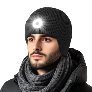 Touch Two Winter unisex LED Lighted Knit Warm Earflap Hat Athletic Sports Outdoor  Night Running Alert winter Lightweight Running Family Must Have Hiking Cycling Fashion