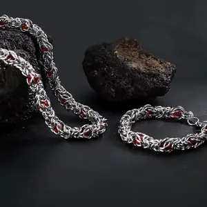 SIXSTARMOB Eternal Flame: Premium Titanium Bracelet with Gemstone Red Accents for Men Women