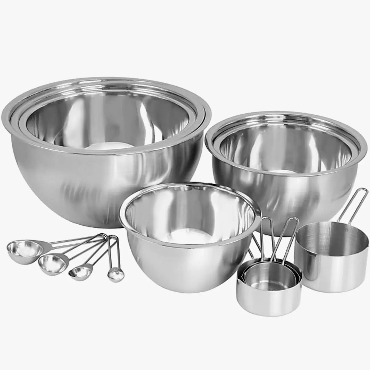 MegaChef 14-Piece Stainless Steel Kitchen Measuring Set - Lightweight Measuring Cups, Stackable Measuring Utensils (935117407M)