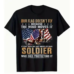 Patriotic Soldier American Flag Graphic T-Shirt, Veterans Memorial Quote Outfit, Comfort Cotton Oversized Tee, Fashion Casual Top, Perfect Gift for Veterans, Patriots, Dad, Husband, Memorial Day, Fourth of July, Valentine's Day Gift