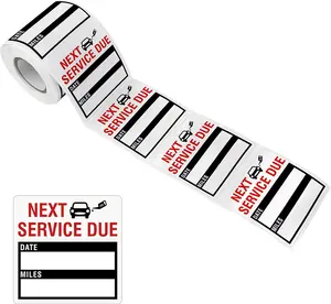 150 count Oil Change Auto Maintenance Service Due Reminder Stickers,/ Resistant -Labels in Roll with Perforation Line(Each Measures 2 X 2 Black)