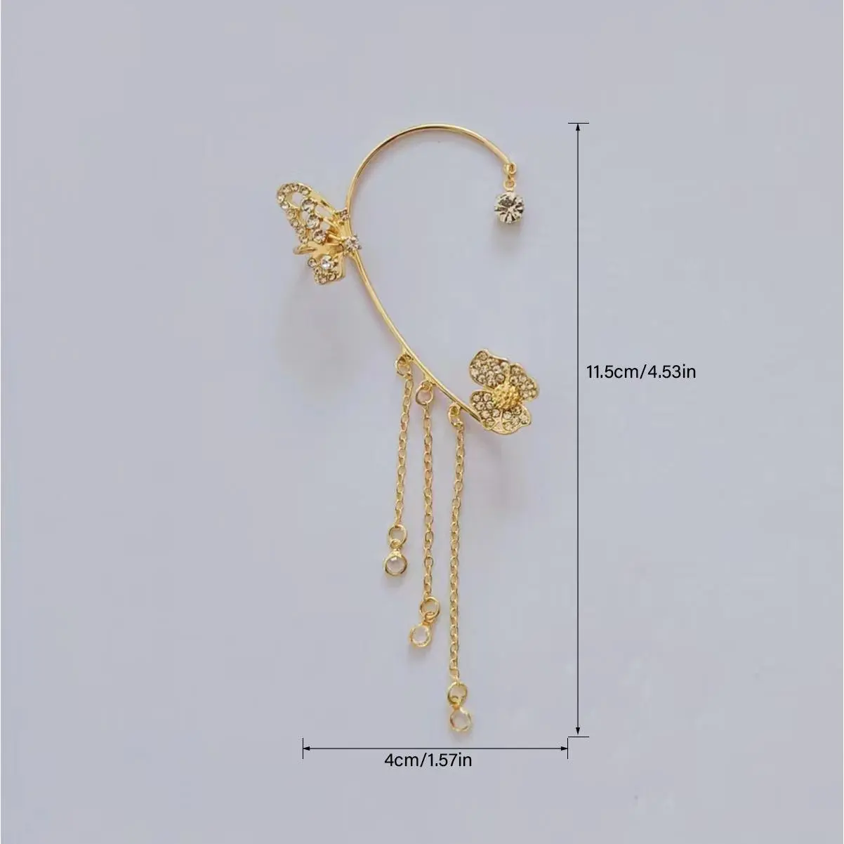 Butterfly tessud ears hanging gold right