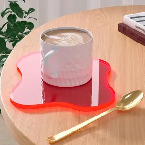 Coaster Decorative Plates,Coral  Bar Drink Coaster, Clear Cloud Shape Coffee Cup Coaster,  for Tabletop Protection and Accessories Display. (Coral )
