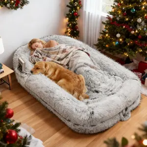 Adults Extra Large 46"x10"x76"mattress , with Blanket , Comfy Relaxing Nap Bed ,a removable,and washable cover,Black, Grey, Light Grey, Waterproof Faux Fur Sturdy Bolst, designed with ergonomics, for Deep Sleep & Relaxation