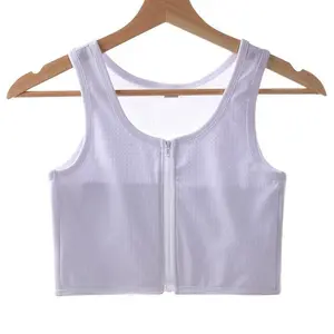 VibeFit 2026 New  Mesh Chest Binder for Transgender FTM Front Zipper Binder Breathable and Strong Compression Tomboy Tank Top Womenswear