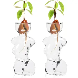 Propagation Vases Glass Vase for Plants Propagation Jars Unique Flower Vase for Avocado, Bulbs, and Plant Cuttings 2pc Elegant Female Silhouette