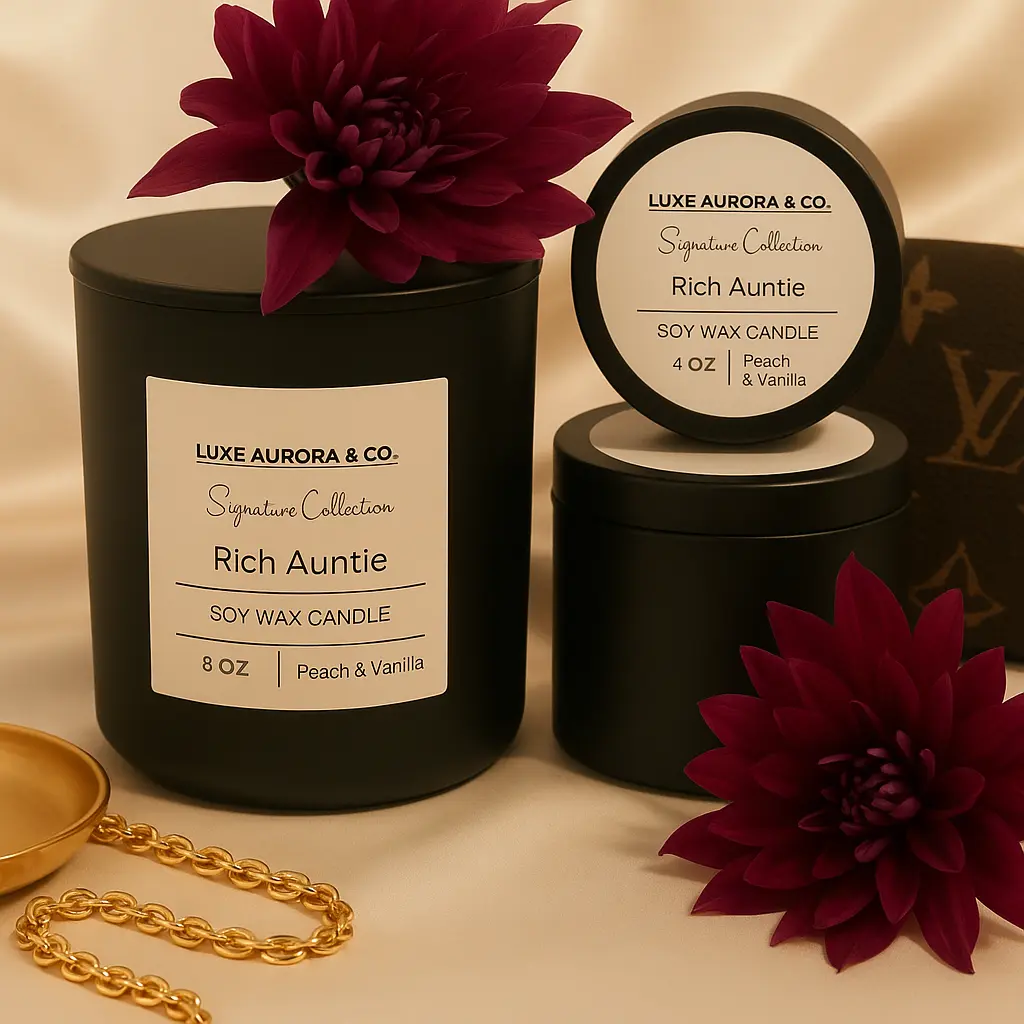 Rich Auntie Candle Decor Fragrance Floral Scent Peach Vanilla