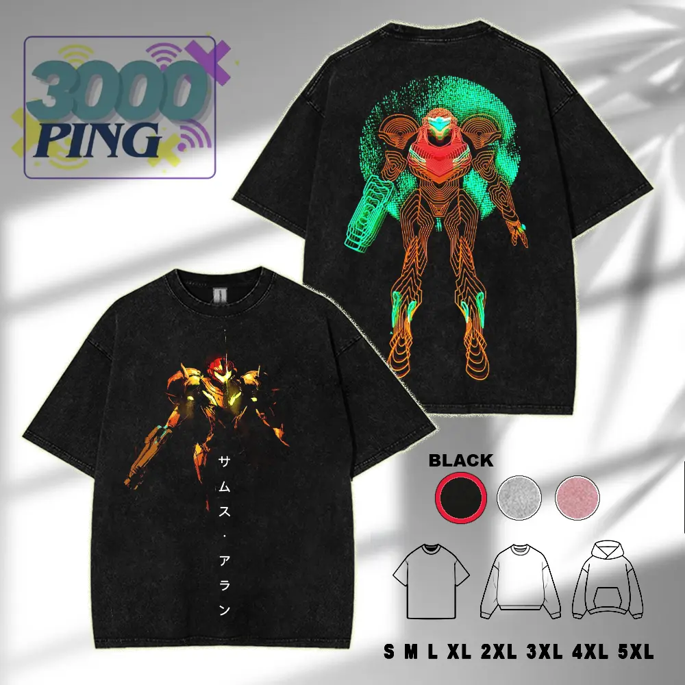 Retro Limited Super Metroid v2 T-Shirt Vintage Game Unisex Acid Washed Tee Cotton Graphic Tee Shirt, Men Gifts