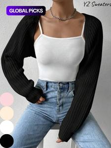 women's solid longsleeves open front crop cardigan, casual basic loose fit solid knit cover up for daily wear holiday vacation, ladies outerwear clothes for all seasons sweaters for women, womenswear, knitwear, tops