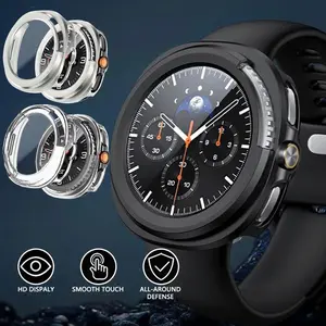 HOMEYA 1 / 2 / 3 Pack for Samsung Galaxy Watch 8 Classic Screen Protector Case 46mm Accessories, Hard PC Bumper/HD Anti-Fog Tempered Glass Protective Film, Face Cover Set for Women Men