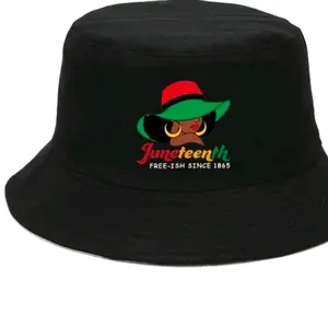 Juneteenth Women's Freeish Bucket Hat - Black with Colorful Graphic Design Freeish Since 1865