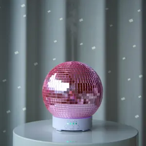 Disco Ball Diffuser Rotating 7 Color Night Light & 4 Time Settings 100mL - PINK