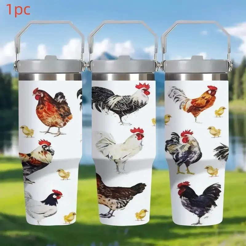 1pc 17oz/20oz/30oz/40oz tumbler, Insulated Travel Tumbler, Drinkware, Chicken Tumbler, Chicken Stainless Steel Cup Coffee Travel Mug, Chicken Gifts for Chicken Lovers, Rooster Stuff Decor Accessories, gift for birthdays and holidays
