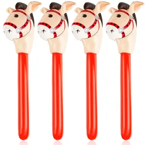 4 Pieces Inflatable Stick Horse Inflatable Horsehead Stick Balloon For Theme Birthday Party Decoration Supply37 Inches
