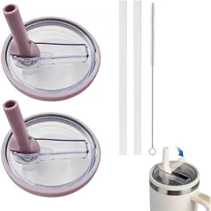 2 Pack Stanley Lids 40 oz Leakproof, Replacement Fit for Stanley Quencher, Spill-Proof Design, High-End Anti-Fall And Heat-Resistant Material Cup (Purple)