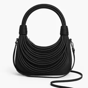 The Twist Bag - Black Leather Handbag with Unique Twisted Handle and Adjustable Strap for Stylish Everyday Use