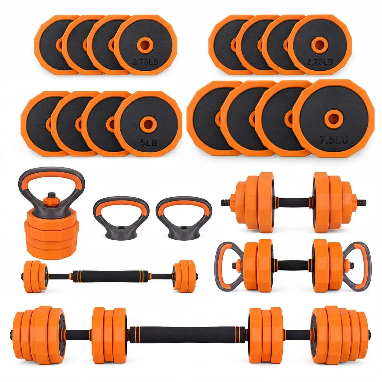 Cooelf Adjustable Dumbbell Set 45/65/85lbs, 4-in-1 Home Gym Weight Set with Barbell Connector & Kettlebell Handle, Anti-Roll Hex Plates, Quick Adjust, Space Saving for Apartment Full Body Strength Training, Flash Sale